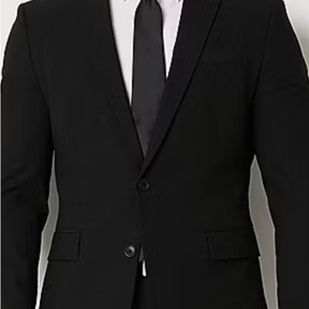 J Ferrar Slim Fit‎ Black Satin Men's Suitcoat